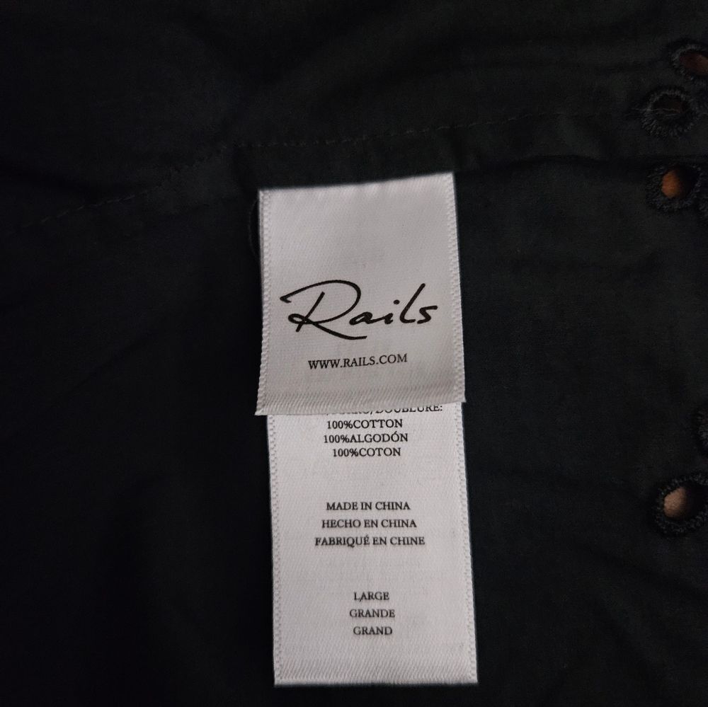 Rails Lucia Dress Black Eyelet Dress sz Large 268$ - Picture 8 of 10